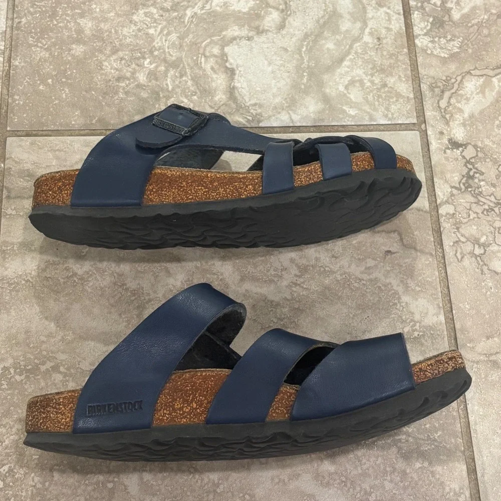 Birkenstock Salina Navy Blue Birko-Flor Strappy Sandals Womens 38 L7 M5
